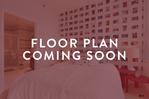 a bedroom with a bed and the words floor plan coming soon